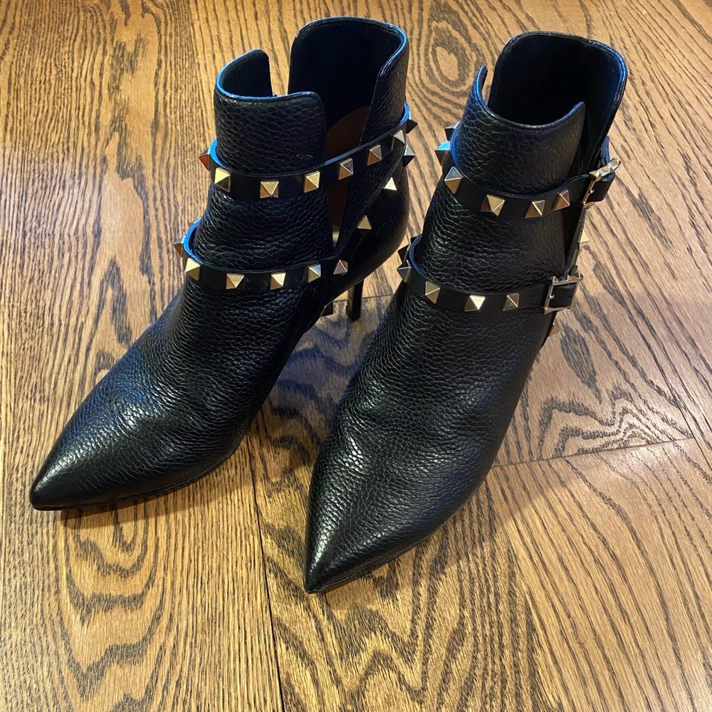 Valentino Black Rockstud Booties